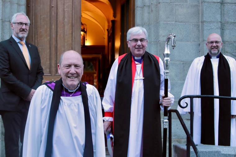 Des Scott, Revd Scott McDonald, Bishop David and Revd Mark Harvey at St Mary's. Des Scott, Revd Scott McDonald, Bishop David and Revd Mark Harvey at St Mary's.
