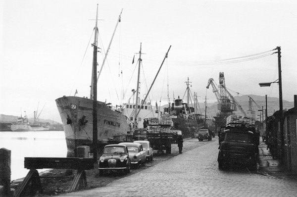 Ships from Scandinavia unloading timber in the Port of Newry c.1969. The site of the docks is now occupied by The Quays Shopping Centre. Newry and Mourne Museum Collection Ships from Scandinavia unloading timber in the Port of Newry c.1969. The site of the docks is now occupied by The Quays Shopping Centre. Newry and Mourne Museum Collection