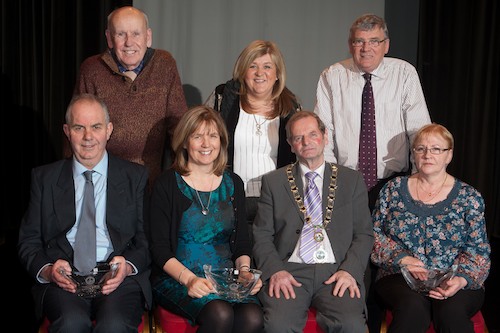 Mayor John McArdle, Councillor Mick Murphy, Karen McKevitt MLA and Councillor Michael Carr are pictured with award Recipients Bernie Quinn from Warrenpoint and Patsy Russell and Seana Talbot from Destination Newry. Mayor John McArdle, Councillor Mick Murphy, Karen McKevitt MLA and Councillor Michael Carr are pictured with award Recipients Bernie Quinn from Warrenpoint and Patsy Russell and Seana Talbot from Destination Newry.