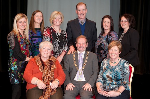 Mayor John McArdle and Councillor Terry Hearty are pictured with Theresa Campbell from Creggan along with her family and friends. Mayor John McArdle and Councillor Terry Hearty are pictured with Theresa Campbell from Creggan along with her family and friends.